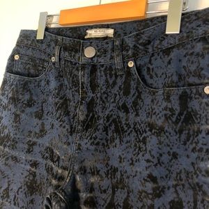 FP Indigo Black Velvet Snake Skin Print Jeans